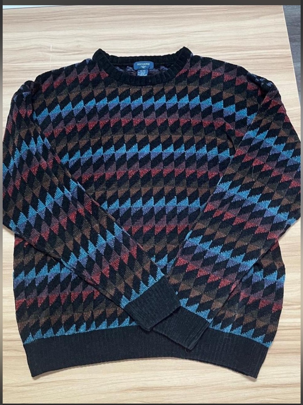 Dockers Geometric Knit Grandpa Sweater Men’s XL 90s Style